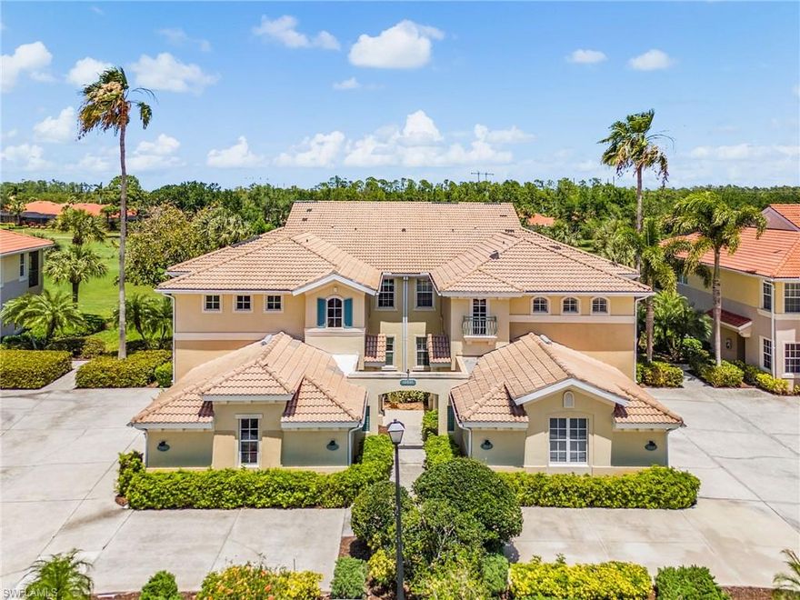 Welcome to your dream home in the prestigious Hidden Links /Gateway Greens community. This home in a gated community is sold TURNKEY. The over 2200 Sq Ft spacious 3-bedroom plus den residence offers panoramic views of the golf course. A meticulously maintained interior with a newer A/C unit and hot water heater. The Great room and Kitchen area are open and airy with volume ceilings. The Updated Kitchen features 2019 appliances, newer granite countertops and breakfast bar. Plantation shutters throughout. The primary suite has a patio door leading to the  screened lanai overlooking the 15th hole. Primary bedroom has a walk-in-closet plus 2 other linen closets. Primary bath with double bowl sink and large walk-in shower.  The split floor plan offers privacy for guests, both having walk-in closets sharing the second bath with bathtub and shower.  Nice den next to the laundry room. Larger two car attached garage.  The Club at Gateway is not mandatory to join but has multiple memberships. The developer put 5+Million into this Tom Fazio 18 hole golf course, practice facility, gorgeous clubhouse with formal and informal dining, unbelievable fitness center, resort style pool, pool bar, fitness center.  Bocce, Tennis, Pickleball.  Gateway is unique in that is has multiple restaurants, pubs, Brewery, Farmer's Markets,House of Worships, Mature tree lined streets with sidewalks, beauty salons, banks, convenient store.  Conveniently located.  Minutes to RSW Airport, I75, Jet Blue Park, All the shopping and restaurants you could want.  Sanibel, Naples, Venice are all a short drive away. Enjoy the award winning sugar sand beaches.