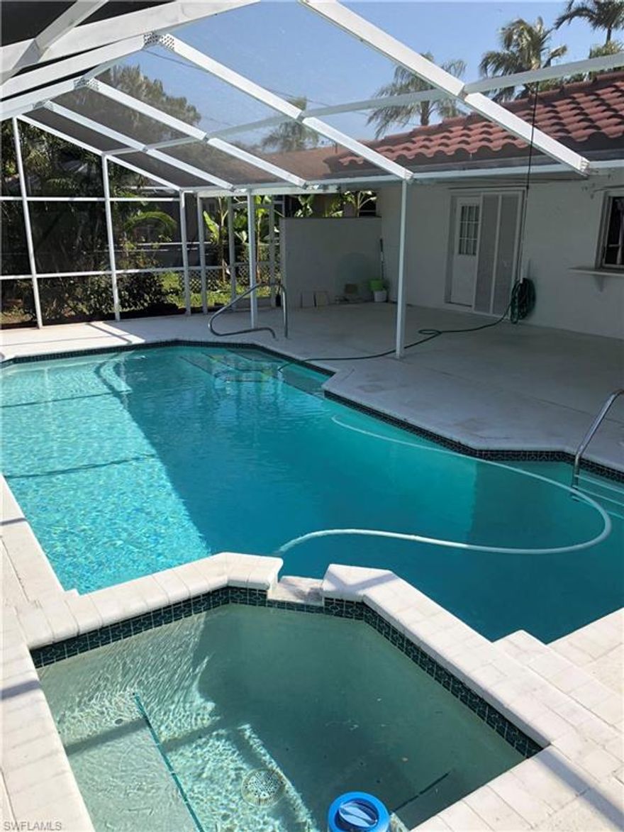 Popular Country Club neighborhood Pool Home.  3 Bedroom, 2 Bath, 2 Car Garage.   Convenient to Shopping, Churches, and downtown Cape Coral.