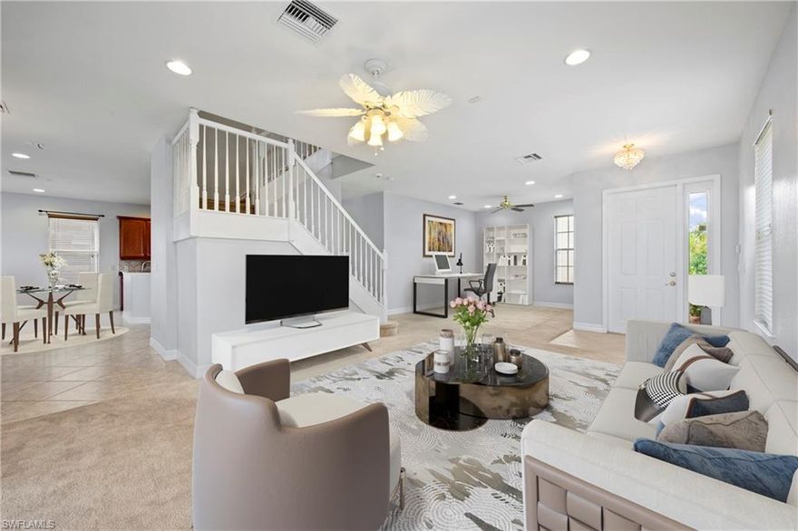 Located in Botanica Lakes, this rarely available floorplan boasts over 3,500 sf of living space with SIX BEDROOMS + LOFT, FOUR BATHROOMS and 3-CAR GARAGE! Concrete block construction top to bottom- no wood frame! Located on a spacious WATERFRONT LOT with SW exposure, this home is ready for move-in with freshly painted interior, steam cleaned carpets and tile and recently power washed exterior. Notable features include whole house accordion storm shutters, Granite counters throughout (even bathrooms!) newer SS appliances and 80 gallon water heater. FIRST FLOOR BEDROOM. Botanica Lakes is guarded/gated community offering an incredible lifestyle for a great value! Low HOA ($325/mo) and long list of amenities including heated resort-style pool, spa, splash park, kiddie pool, fitness center, large clubhouse, tennis courts, basketball court and a Tot Lot for the kids. Botanica Lakes has something for everyone! Prime location off the Treeline corridor with quick access to world class shopping, restaurants, beaches, 2 baseball spring training parks, and RSW International Airport! A home this size is nearly impossible to find for the price, so don't miss out!