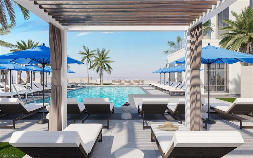 NEW CONSTRUCTION - Epique, a boutique tower, is 19 stories offering 68 spacious residences and is being created for those who appreciate luxurious residences with exquisite design and technological innovations. This estate residence offers over 4000 sq. ft and boasts 10ft. ceilings with floor-to-ceiling glass windows creating breathtaking views. Located in prestige Pelican Bay, Epique is the final iconic tower to be completed. Epique, quite simply, is like no other high rise in Naples, it represents the very definition of relaxed luxury. Ideally located near the beach tram station, for a quick shuttle to the beach club or enjoy a beautiful nature walk in just minutes. The gourmet kitchen includes wolf cook tops w/natural gas and subzero appliances. Epique, a state-of-the-art building, offers concierge services, 24-hr staff, a private Dining Club with a beautifully appointed outdoor lounge and fire pit area. The latest fitness equipment and peloton bikes, steam, sauna, and cold plunge bath. Handsomely appointed gaming lounge, theater room, conference room and more. Enjoy state of the art amenities within the community of Pelican Bay; 2-private beach clubs with dining, chairs, and umbrellas, 2- tennis centers, Fitness, Pickleball (being built), wellness center and more.... Enjoy shopping, dining all within minutes of Epique. All photos are renderings of Epique.
