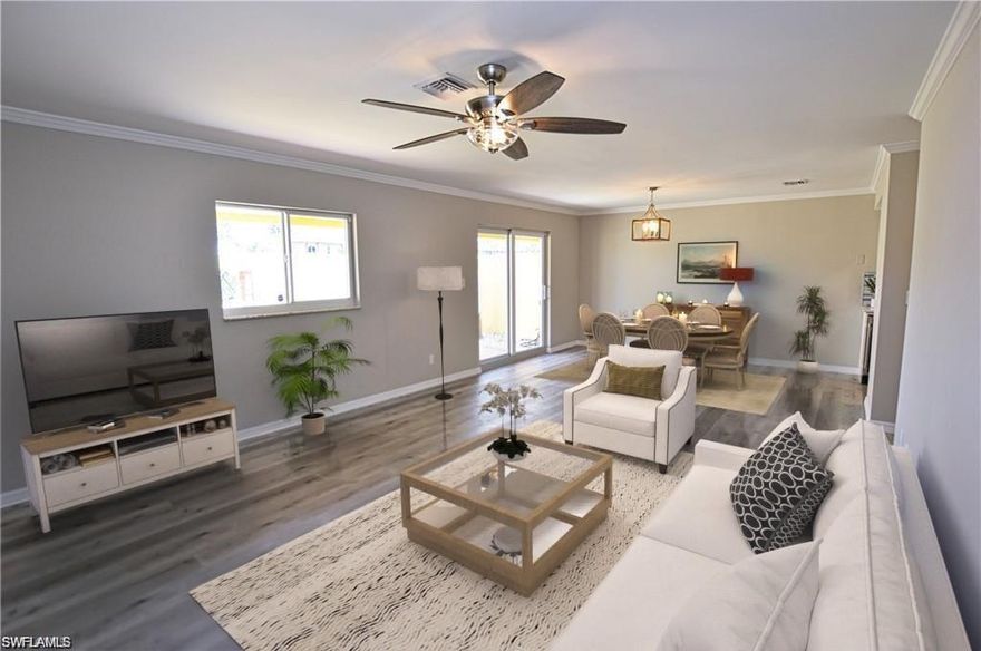 Everything is BRAND NEW in this GOLFING PARADISE! You won't want to leave this lovingly remodeled chef's kitchen complete with stainless steel appliances, gorgeous countertops, and yes, a wine cooler, pot filler, and many other welcome surprises! There are all new, wood-like floors throughout with real stone flooring in the bathrooms. All woodwork is brand new including kitchen cabinets, crown molding and baseboards, and even the doors. All new water heater and a/c. You will not see a nicer unit! Once in a Lifetime EXTRAORDINARY purchase that you'll be proud to own and amaze all your friends and family. Association allows 12 leases per year and this makes a great investment if you'd like to rent it in the meantime. Come ENJOY what Naples is all about!