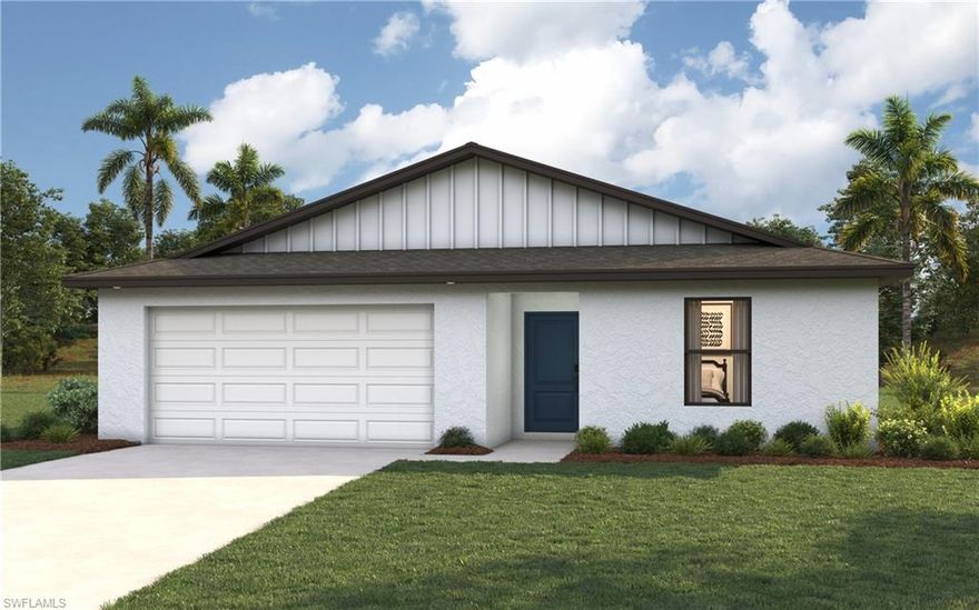 NEW CONSTRUCTION WITH WARRANTY! *Estimated delivery May 2026.* The Sandpiper is designed for the way you live—comfortable, connected, and full of thoughtful details. The open kitchen, dining, and living areas create an inviting space for family time or entertaining, while the covered lanai extends your living area outdoors. The private primary suite offers a spacious walk-in closet and a relaxing bath with a large shower, and three additional bedrooms provide flexible space for family, guests, or a home office. Quartz countertops in the kitchen & bathrooms, upgraded plank tile flooring throughout the main living areas, a complete stainless steel kitchen appliance package, hurricane-impact windows and doors, and a two-car garage add lasting style, quality, and value throughout. Pictures, renderings, & virtual tour are of similar home & are used for display purposes only.