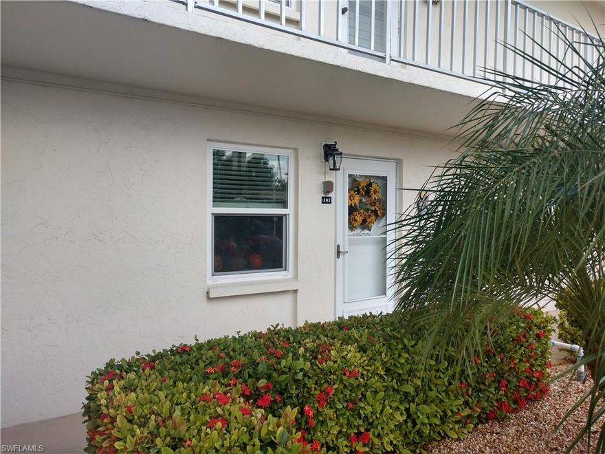 MOTIVATED SELLERS BRING ALL OFFERS! Gorgeous first floor end unit condo in building 25! Golf Course Assessment paid in full!! Completely remodeled , with all new fabulous Vinyl Plank waterproof flooring. Freshly painted. Custom cabinets in Kitchen with Corian Counters. All new high end Furniture remains with home! Nice back door from your private Lanai leads directly to the Pool. Park your car directly in front of your condo. No need to use the elevator. This is the perfect unit for convenience.  CLUB CAR GOLF CART NEGOTIABLE WITH SALE. Seven Lakes is a young 55 plus golf and tennis community. 6 pools, billiards, tennis , bocce, shuffleboard,  fitness center, Library, Auditorium with dances and bands, Restaurant and Bar, 24 hour a day Guard gated,  and so much more. One monthly fee includes unlimited golfing, cable, water, sewer, trash, internet , lawn care. Come and be impressed!