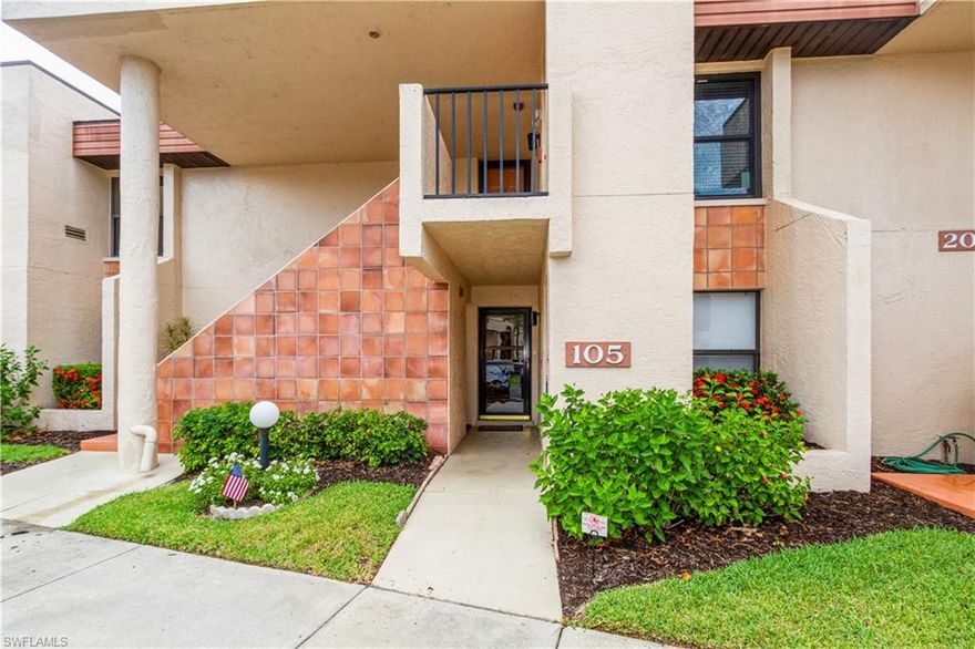 Welcome home to this charming  first floor condo with fantastic view of golf course. Features include a very open floor plan with foyer, great room concept, split bedrooms with walk-in closets. Light and bright kitchen has been updated with gorgeous new cabinets and granite counters. Spacious sellers' suite with sliders to screened lanai. Some finishing touches include  inside laundry, guest bath has been updated with new vanity and granite countertop. Great room has sliders to screened lanai with expansive view of golf course. This picture perfect condo is ready for new owners. Outside storage unit. Eagle Ridge Golf Course is a par 72 hole course and open to the public so you pay as you play. No CDD and low condo fees.  Fairways Complex is very active with community pool and clubhouse. Ideal location close to shopping, beaches, entertainment, dining, International Airport, Interstate 75, baseball stadiums, and medical facilities. This is your opportunity to own this condo and enjoy carefree living in paradise.