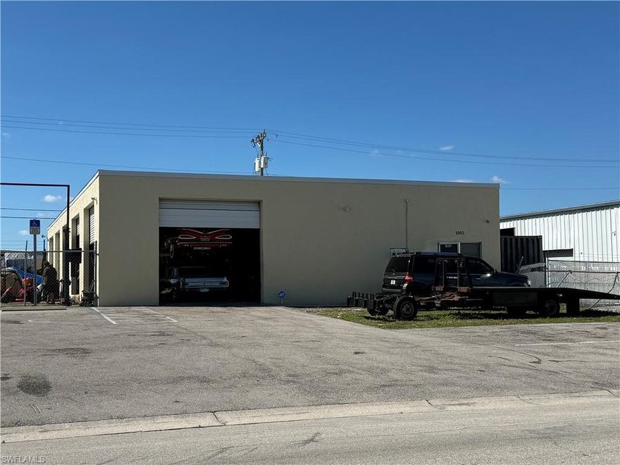 For Sale Warehouse/Automotive shop Centrally located in Mid Cape Coral makes access to the property quick and easy from any of the Cape's main roads. 

Specs: 8 12'3 x 12 doors, rear room for work or storage 38.6 x 16.6 hazardous material room with fire door. Fenced lot with new camera system and ADT alarm system. Office and bathrooms recently renovated. New AC unit. New T.P.O. roof covers concrete roof. Plenty of parking. This zoned light industrial.
 
Lifts, compressors, pallet racks, hose reels, and electric fork lift with charger are available for purchase with the property at a additional cost of $40k that includes:
 
 1 10K lbs 2 post lifts, 3 7K lbs 2 post lifts and 1 12K lbs 4 post. As well as 2 flat bays. 2 - 250 gallon 3 phase compressors, 1 15 hp single pump and 1 15 hp duplex. 6 retractable 50' air hose reels with 2" supply line.  2 9k lbs 2 post lifts, 1 7k lbs 2 post lift and 1 22K lbs 4 post lift installed in fenced area.