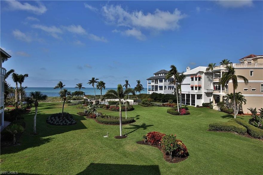 Spectacular Gulf and Sunset Views from nearly every room on one of the very few double lots in this Sprawling Estate Home. Deeded with 1 lot assement this rarely offered, all Concrete Block Home is situated directly facing the GULF overlooking one of the largest gardens in Prestigous Barefoot Beach. The panoramic Gulf View is unobstructed on all 3 floors! The home boasts a palatial rotunda with dramatic 3 story ceiling, marble floors, designer lighting fixtures and ceiling fans, newly painted with neutral palette, impact glass, newer a/c systems, fireplace, central vac, elevator, 3 car garage with spacious circular drive and water fountain. OPEN floor plan on all 3 floors provide the ultimate entertaining pleasure. Oversized balconies for the amazing Sunset experience. There is room on both the foot print and the building height for an unbelievable opportunity to expand for those looking for an Outstanding investment opportunity. Boat Dock Available. Barefoot Beach offers swimming pool, club house w/ fitness, tennis, basketball and Private Beach Access. Convenient to everything including world class shopping and dining at Mercato, Waterside, Coconut Point Mall and RSW Int’l Airport