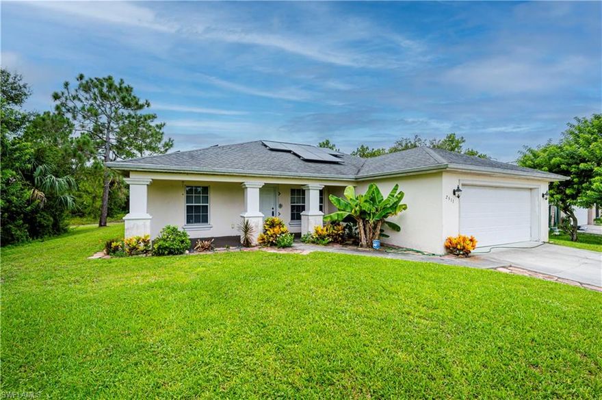 A Must See! Well maintained 3 bedroom 2 bath 2 car garage with a screened in lanai.  Spacious lot with room for a pool. This home features cathedral ceilings and plant shelves. Solar is connected to connected directly to the electric co. AND Solar Panels to cover the majority of the Home's Electric.