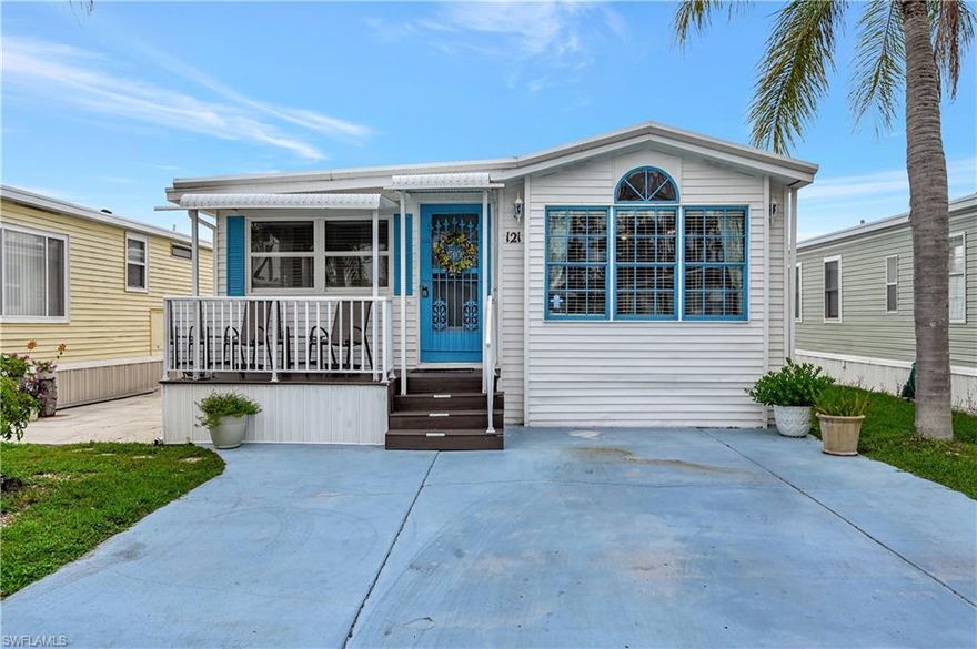 Are you dreading those cold winter days and nights without any sunshine? Well, this is your answer...The Florida lifestyle in Fountain View RV Resort.  Wall to wall windows allow a beautiful Florida sunrise to welcome the day. This cozy 1 Bed 2 Bath home offers 667 Sq ft of space and comes fully equipped with ALL appliances such as oven/range, fridge and microwave. With great features like a central A/C unit, ceiling fans, lots of windows, and lots of built-in cabinets, this home leaves nothing to not be desired. Other appliances included are washer and dryer set. That's not all. The exterior siding is made of sturdy vinyl. Pristine and filled with natural light, this home is ready for an owner who is ready to enjoy the warm climate and friendly neighbors in this award-winning community which is close to the best of what SWFL has to offer.  Don't miss out and come see it today!