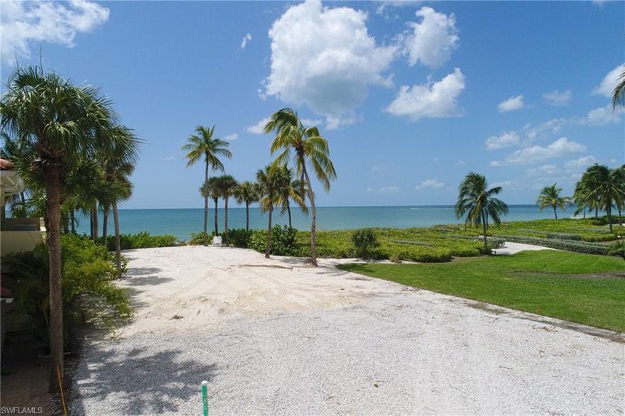 Rarely available direct beach front building site located in Barefoot Beach. This oversized lot is approximately 1.5 lots (but only pay one lot assessment by deed). This building site offers the chance for an incredible beach front dream home. In addition to the actual lot frontage there is roughly 225 feet of unobstructed, protected beach front neighboring this property that will never be built on. This nearly 300' of total frontage including the wide open beach garden will allow this property to have sweeping beach front views. In addition, the home built on this lot can be 70' to its highest point NAVD or 4 total structure levels with 12' ceilings.  This home also has a rare private boat dock available for separate purchase for $75,000, dock located across from home on bayside of street. Barefoot Beach offers 24 hour patrolled security, clubhouse with fitness center, 2 har tru tennis courts, three pickle ball courts, and optional full service beach club.  Also available - survey and preliminary home drawings.