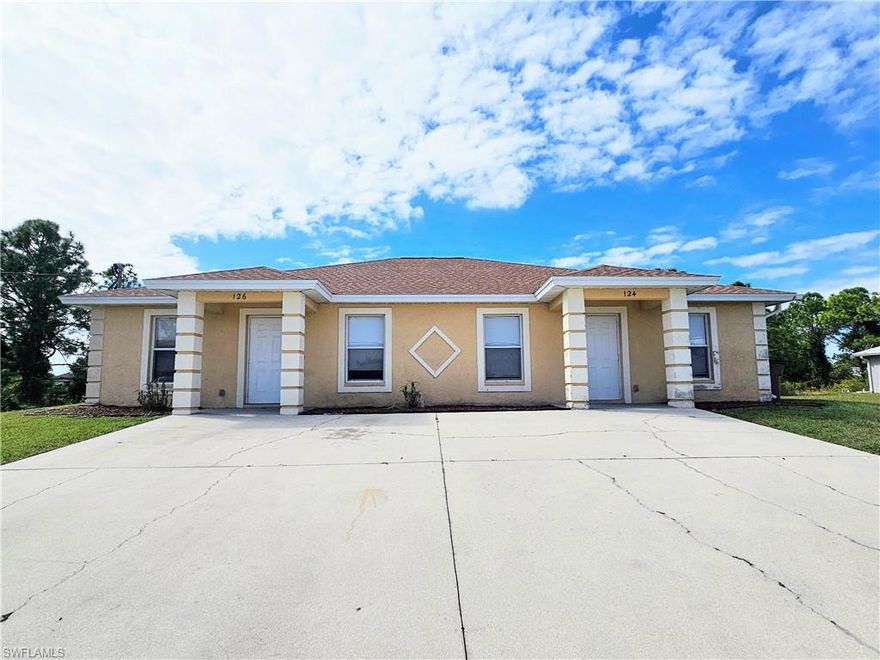 Excellent opportunity in Lehigh Acres! This well-maintained duplex features 3 bedrooms and 2 bathrooms per unit, with one side currently rented and the other side is waiting patiently for its next resident— offering flexibility for both investors and owner-occupants.
Each unit offers tile flooring throughout, ceiling fans, and in-unit washer and dryer hookups. The property also boasts a new roof installed in 2023, helping minimize future capital expenses.
With one unit already producing income and the other ready for immediate occupancy or placement at market rent, this property provides strong potential in today’s rental market. Ideal for a primary buyer looking to live in one unit while offsetting expenses with rental income, or for an investor seeking a solid addition to their portfolio.
Conveniently located near schools, shopping, and major roadways with continued growth throughout the Lehigh Acres area.