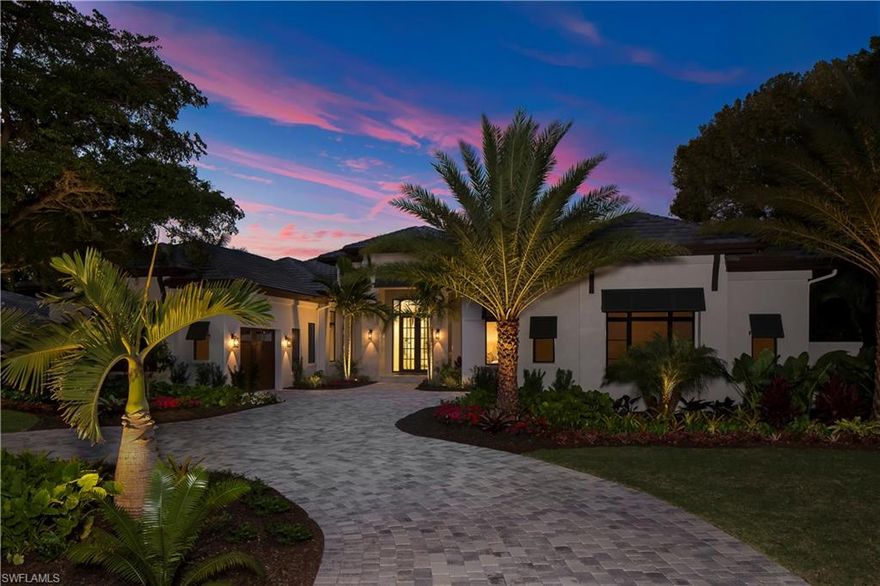 Brand new fully furnished move in ready in one of Naples most prestigious Neighborhoods with private beach access! Walking distance to exclusive private beach, shops and bistros. Soco Interiors' Charlotte Horvath created a crisp, transitional design with clean profiles that will provide a fresh and comfortable ambience. Her subtle color palette will include whites, warm neutrals, soft greys, and rich browns. Sophisticated, edgy accents throughout the home will convey temporary influences. Custom ceiling detail will be found throughout the home featuring the entries backlit drop-down drywall ring to add an immediate and dramatic sense of height. Custom art pieces from local artists and galleries are found throughout the home. The reception room provides views of the incredible outdoor living area with fireplace, outdoor kitchen, oversized pool and spa.The wet bar includes pure white open-shelf cabinetry and ash gray quart countertops with corking station. The refrigerated wine room features a backlit floating wine display. The kitchen will delight with a hidden pantry, wolf, sub-zero appliances and Island with cascading white marble from bar top to the floor. Expect to e wowed!