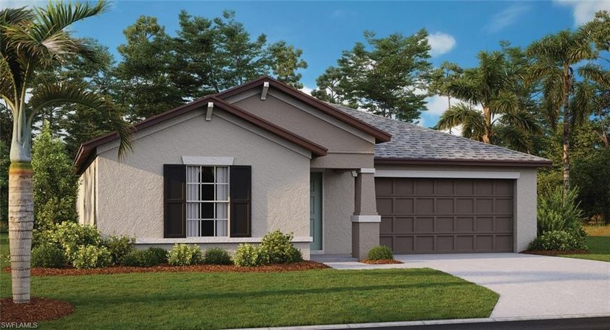 This single-story home optimizes space and prioritizes ease of living. An open concept design includes the family room and nook as well as the kitchen with a center island. An attached patio provides outdoor space. Nearby, the cozy owner’s suite includes a private bathroom and spacious walk-in closet. Upgraded features include quartz countertops in kitchen, tiled showers, and stainless steel appliance package. Rendering, pictures, and virtual tour are of model and are used for display purposes only. Estimated delivery Feb/Mar 2023.