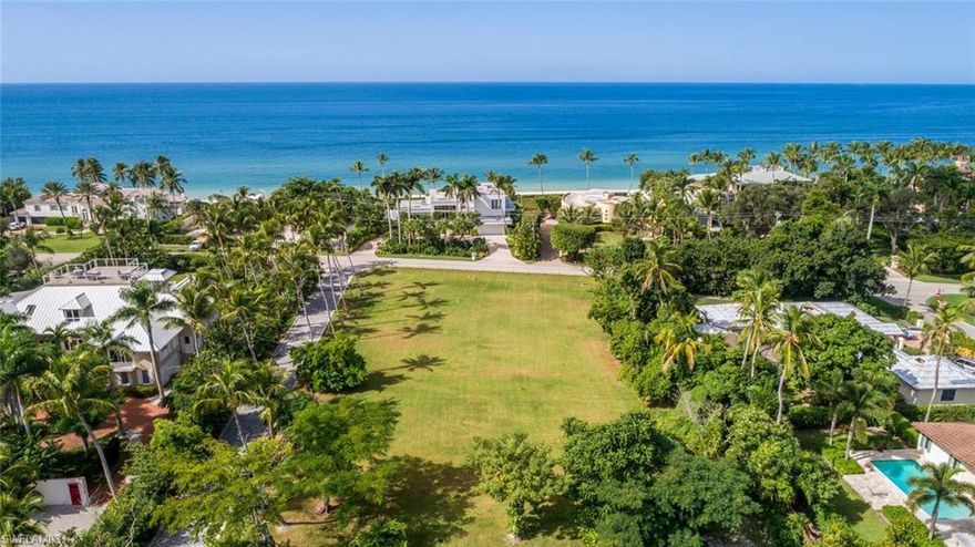 L.2175 -  Big price drop on a wonderful vacant lot! Beach access via easement right across the street from this beautiful .54 acre homesite! Perfect opportunity to build your dream home on this oversized, 23,522 Sq.ft. lot on prestigious Gordon Drive across from the beach. Eligible for associate Port Royal Club membership. See supplements for survey and conceptual drawings by the renowned Kukk Architecture and Design of Naples, depicting an amazing, open concept, luxury home with elevator and four car garage.
