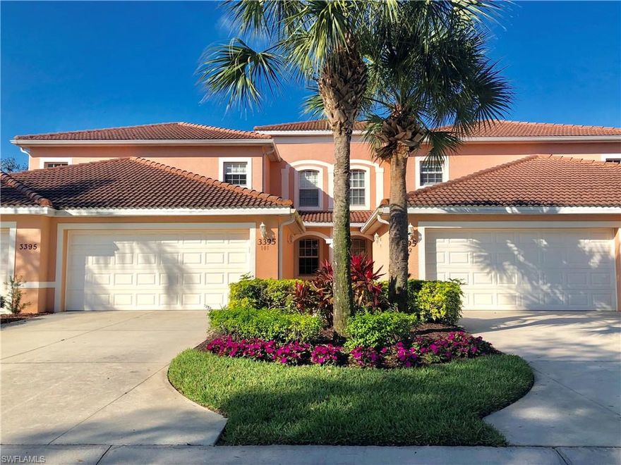 Decorator's Dream - First Floor Coach Home Offered Furnished/Turnkey! Three Bedroom (or Den) and Two Baths. Quality abounds in this well maintained, non-rented unit.  Updated throughout, Cherry Flooring, AC & Hot Water Heater Newer.  Light Fixtures all upgraded.  Crown Moulding in Kitchen Tray Ceiling, in Living Room, Master Bedroom and Hallway.  Walk-out to 4th Green of Golf Course from your private screened-in lanai.  Nice and bright inside with Golf Course View and Sound of Fountain.  Located near Grand Cypress pool making it convenient to walk.  You will not be disappointed, shows like a model!   Cypress Woods Golf & Country Club offers suburb amenities you expect at a fine Country Club: Golf, Tennis, Pickleball, Fine Dining, Bar, Social Activities, Pools, and more...Live the good life!