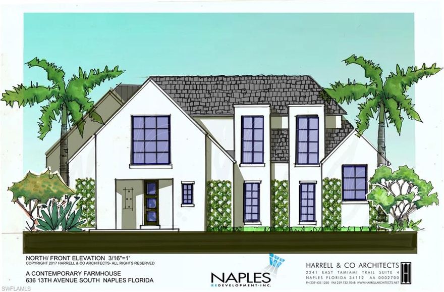 Naples ReDevelopment, Inc. and Harrell & Company Architects have partnered to create this amazing home currently under construction.  Located just blocks to Historic Third Street shopping and dining and the beautiful beaches.  The great room features floor to ceiling walls of glass opening to the pool/spa and outdoor entertaining area.  The 3 car garage is accessed from the rear alley.
