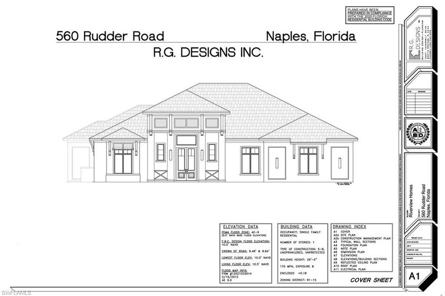 Unique opportunity to purchase a cleared, secluded, .4 acre lot with southern exposure in the sought-after, centrally located Moorings. Plans for a custom, single story, five bedroom plus den/study, six and one half bathroom, three car garage residence with 5,041 sqft under air are available, have been submitted for permitting and will be ready to break ground in two to three weeks. This ideally located, private property is located on a street with no through traffic and is just minutes to downtown Naples’ white sand beaches, fine dining & world-class shopping.