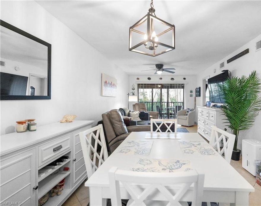 Step into coastal living at its finest with this inviting second-floor getaway on Fort Myers Beach. Whether you're searching for a year-round residence or a relaxing island escape, this light-filled condo delivers comfort, style, and the ease of low-maintenance living. Inside, you'll find two generously sized bedrooms and two well-appointed bathrooms with a split floor plan, along with thoughtful modern updates throughout. NO poly pipes here and NO special assessments! The home features a recently installed hot water heater, beautiful tile flooring, and a tastefully refreshed kitchen that blends functionality with fresh design. Impact-resistant windows and sliders add an extra layer of security and convenience, making everyday life effortless. Open the sliders to your private lanai and take in the peaceful backdrop of the mangrove preserve. It’s the perfect spot to savor your morning coffee, unwind in the evenings, or simply enjoy the gentle breeze with views of the sparkling community pool below. A private storage closet is also included, giving you additional space for beach gear or seasonal items. This coastal residence works beautifully as a personal retreat, full-time home, or an investment property with excellent rental appeal. You’ll love being just a short walk from the Gulf, where warm sands and picture-perfect sunsets are part of everyday life. The community offers a range of amenities designed for an active, social lifestyle—take a dip in the pool, play a round of tennis or pickleball, cast a line at the bay-side fishing pier, or stroll along the peaceful walking paths. Grilling stations and gathering areas make it easy to relax and connect with friends and neighbors. Ideally situated near marinas, grocery stores, pharmacies, and an assortment of dining options, this well-kept community puts convenience and coastal charm right at your fingertips.