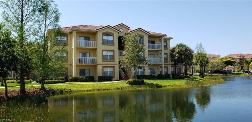 This is the Gardens at Beachwalk condo you've been looking for! Beautiful, FULLY FURNISHED / TURNKEY end unit with fantastic view across the water. No need to hassle with moving furniture, everything you need stays with the unit. One of the few open balcony / lanai units offering a relaxing spot to enjoy a beautiful sunset or watch the abundant wildlife (all kinds of fish, ducks, turtles, and small alligators) in the pond. *Very clean and well kept *NEWER stainless steal dishwasher *NEWER hot water tank *Two master bedrooms w/ large walk-in closets *Laundry room and storage closet, hurricane shutters included. This condo can be a wonderful seasonal rental. Beautiful landscaping and active pool area. Great location in South Ft. Myers, very close to Ft. Myers Beach and Sanibel Island. Be sure to put this one on your list!