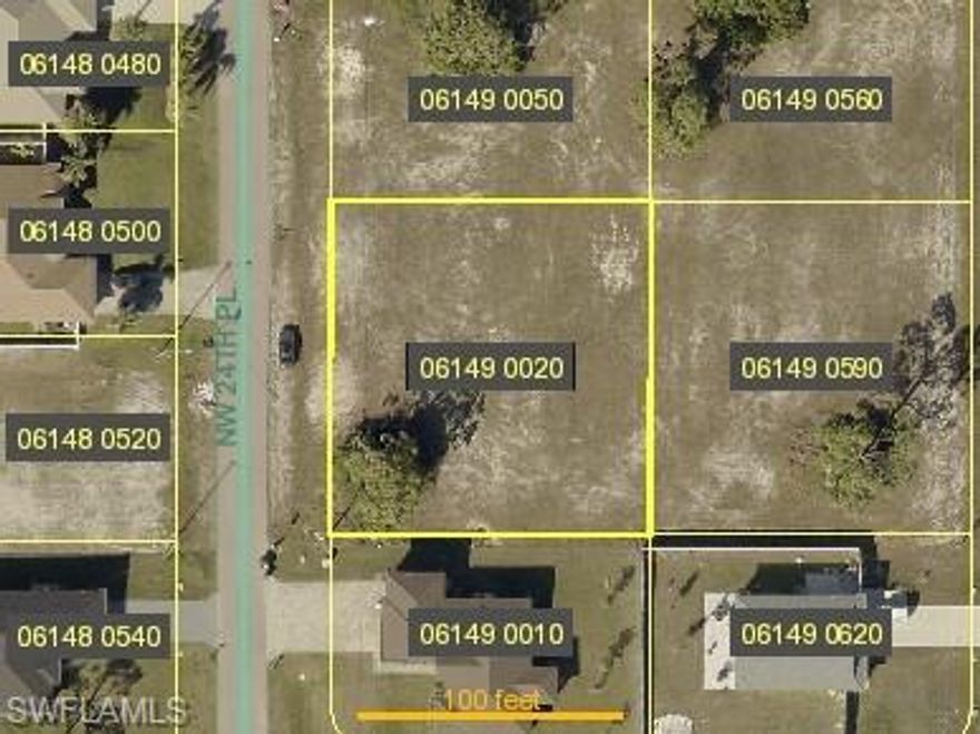 Oversized vacant lot in fast-growing NW Cape Coral! This rare 3-lot site measures approximately 120x125 (about 1/3 acre), offering significantly more space than the standard 80x125 lot. Plenty of room to build a larger home, add multiple garages, store toys, or simply enjoy extra privacy and distance from neighbors. Located in an up-and-coming area with strong new construction activity, this property is close to Coral Oaks Golf Course and just about 8 miles from the future Seven Islands development. A great opportunity for investors, builders, or anyone looking to secure an oversized homesite in a growing area of Cape Coral.