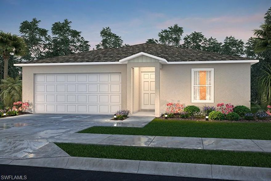 Don’t miss this opportunity to own a BEAUTIFUL NEW Home in the Lehigh Acres Signature Community! The desirable 1650 boasts a flex room that could function as a study, a craft room, or whatever else fits your needs. Kitchen highlights include gorgeous cabinets, granite countertops, and Steel Appliances (Includes Range with Microwave and Dishwasher). There is a private bath in the primary suite with dual vanity sinks and a walk-in closet. The other 3 bedrooms are well-sized and share another full-sized bath.   You’ll love the versatile Flex Space. This desirable plan also has a 2-car garage.