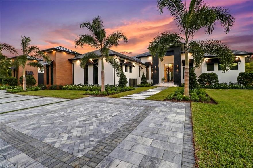 Exquisite custom-built estate home by BellaMia Development in the highly sought-after community of Pine Ridge Estates. Bellamia is defining luxury with this expansive 5,092 sqft home showcasing 4 bedrooms, 4 full and 2 half bathrooms, a game room with wet bar, family-friendly dining, study, huge family room, and media room. The expansive lanai offers 1,634 sqft of additional entertaining space, beautiful custom pool, spa, fire pit, fire sconces, and fully-equipped outdoor kitchen. Two garage spaces on the main house are accompanied by a collector's garage with 3 additional bays, making a total of 5 deep spaces. The finishes of the home are all that the price would imply and more. BellaMia takes pride as a small-scale builder with extraordinary attention to quality and building practices that can only be experienced in person.