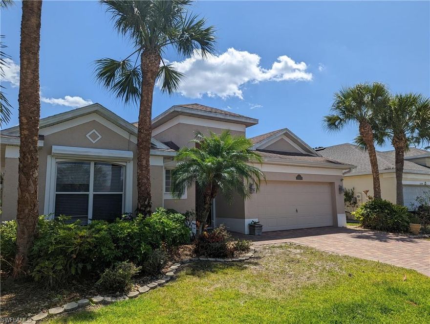 Welcome to this beautiful home located in the desirable community of Marsh Landing in Estero, FL between Naples and Ft Myers and close to RSW Airport. Near Coconut Point Mall and 100s of restaurants, shops and entertainment options. This property is move in ready, decorated with neutral finishes and quality furnishings and features a spacious layout with plenty of natural light, an updated kitchen with granite countertops, updated cabinets, breakfast bar and eating area leading to two comfortable living areas. Split bedrooms with a separate guest wing. Paver driveway, 2 car garage, stained glass double entry doors, volume and vaulted ceilings, crown molding, and solar tube lighting. Electric and crank hurricane shutters. Enjoy the serene outdoor space with a private backyard with pool, large screened lanai, a large covered area and a nice backyard, all appropriate for relaxation or entertaining. A quiet and peaceful neighborhood, the community features amenities such as a pool, spa, large banquet room, fitness center, and pickleball courts and low fees.  Home can be purchased with furnishings or turnkey if desired.
