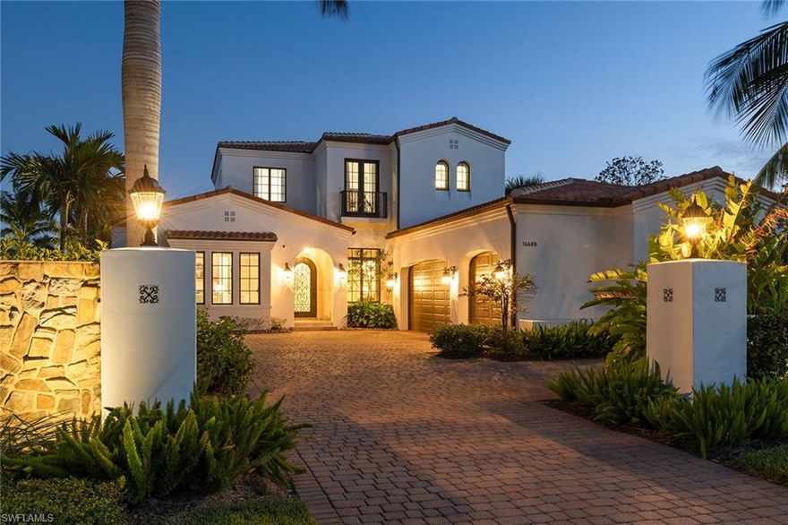 Indulge in the pinnacle of luxury with this stunning three-bedroom home, where elegance and thoughtful safety measures unite in harmony. Built in 2017, this home exemplifies fine craftsmanship, featuring impact windows and doors for hurricane protection and a whole-house generator. Upon entry, the open great room and formal dining area set an inviting tone, ideal for intimate gatherings or special occasions. The gourmet kitchen, a chef's paradise, boasts a spacious freestanding island, high-end Wolf and Sub-Zero appliances, and an expansive walk-in pantry. Adjacent to the kitchen, the café area flows naturally to the outdoors offering seamless indoor-outdoor living. Outdoors, your private oasis awaits. With a custom saltwater pool and spa featuring a fire element, and a full outdoor kitchen with electronic screens at the outdoor living area, this area provides the ideal ambiance for entertaining or quiet relaxation. Upstairs, are two guest suites, and a versatile loft with a wet bar with French doors accenting an enchanting Romeo and Juliet balcony. Finishing touches, like home automation, rich hardwood flooring and Hunter Douglas window shades, elevate the elegance and functionality of this home, ensuring your every need is met in style. In the award-winning community of Mediterra featuring two Tom Fazio championship golf courses, gel pickleball courts, Har-Tru tennis, state-of-the-art fitness and a private beach club. Enjoy convenience of your toes in the sand and golden sunsets at Mediterra's fully renovated private beach club along the Gulf of Mexico. Imagine arriving having your car valet parked, and lounge chairs and umbrellas waiting for your arrival or set up upon request. With 10,000 square feet of space, the upper level offers indoor and alfresco dining, a full bar, swimming pool along with lockers and dressing areas for changing. Spend the day and enjoy dinner while watching the sunset in the distance. Discover Mediterra where you can have it all!