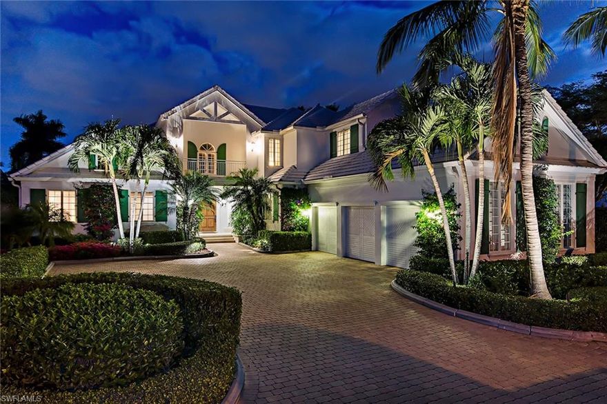 1099 Spyglass is the magical merging of inspiration and architecture.  Every detail was carefully selected and quality crafted.  The expansive gathering room, bathed in Florida's famous sunlight, with sliding doors to the waterfront veranda is the dramatic focal point of the main level.  Accompanied by adjoining master suite with sitting area, 2nd and 3rd bedrooms, den, formal dining room, tremendous chef's kitchen and family room with fireplace complete this proper water view of Runaway Bay.  Second floor features 3 bedrooms, 2 baths  and its own family room perfect for visiting family and guests.  The pool and spa are enhanced by two levels of terrace.  Upper level features summer kitchen and dining while lower level accommodates poolside lounging and private boat dock.  Large 3-car garage with additional walk-in storage closet for bikes.  Eligible for Port Royal Club membership.