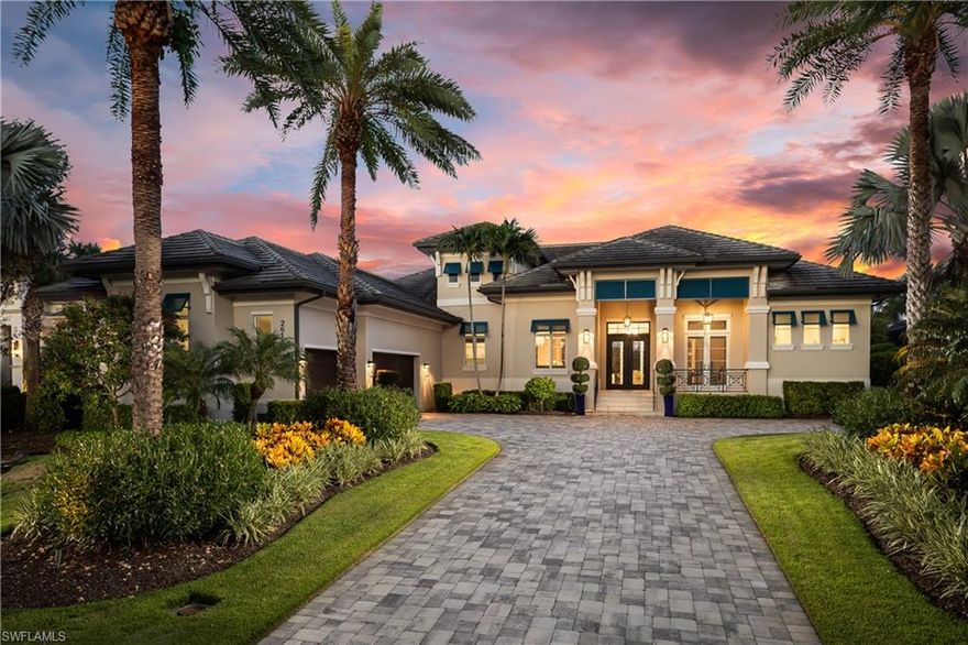 2015-BUILT STOCK CUSTOM HOME ESTATE SET ON A RARE .55-ACRE HOMESITE WITH PRIVATE, LUSH PRESERVE VIEWS, NESTLED WITHIN THE HIGHLY COVETED BONITA BAY COMMUNITY. Originally constructed in 2015 and extensively upgraded and renovated in recent years, this coastal contemporary residence showcases exceptional quality and thoughtful enhancements throughout. Featuring new stunning warm oak flooring, soaring ceilings with custom architectural accents, and one of Southwest Florida’s most impressive outdoor entertaining spaces, this home is designed for both refined living and effortless entertaining. Spanning 4,323 square feet of living space, the residence features 4 spacious bedrooms plus a den, 4.5 bathrooms, dual living areas with a fireplace, a custom beverage bar with built-in beverage refrigerator, and a 3-car garage. Impeccably maintained, the home is equipped with hurricane impact glass throughout, electric storm shutters, a new whole-house generator, and two new HVAC systems. Zero-corner, fully pocketing sliders create a seamless transition to the extraordinary outdoor oasis. Designed for ultimate entertaining, this resort-style retreat offers a spacious pool with tanning shelf and stepping stones, a spa, a newly upgraded and fully equipped outdoor kitchen, and a dramatic fireplace with fire bowls. The beautifully renovated chef’s kitchen features dual islands with quartz waterfall countertops, crisp white cabinetry, and high-end appliances, including a new dishwasher. The primary suite serves as a private sanctuary with direct lanai access and a spa-like bath complete with dual vanities, a separate soaking tub, and a large walk-in shower with multiple showerheads. Bonita Bay residents enjoy exclusive amenities such as a private Beach Park, over 12 miles of walking and biking trails, three parks, pickleball courts, a marina, and an on-site restaurant. Optional membership to Bonita Bay Club offers five championship golf courses, tennis, fitness facilities, and multiple dining venues. Ideally located just minutes from the airport and a short drive to downtown Bonita Springs’ dining, coffee bars, craft cocktails, and live music, this exceptional home offers a perfect blend of luxury, privacy, and community—truly the best of Bonita Springs living.