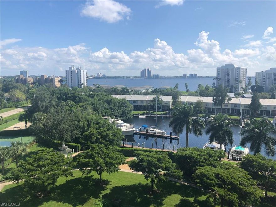 Enjoy spectacular views of the marina, river and the skyline of downtown Fort Myers. Former developer model. Great colors, finishes and touches only found in models decorated by a professional. Granite counters, 42" wood cabinets, floor to ceiling glass, tiled floors, two interior parking spaces and oversized storage . Live at North Star and enjoy a 15,000 sq.ft clubhouse with business center, meeting rooms, theater, aerobics and fitness center, steam & locker rooms, olympic size heated pool and spa. Marina with slips available for lease. Walk down the marina to four waterfront restaurants! Take the free seasonal trolley to downtown Fort Myer's newly revitalized River District with over sixty restaurants, boutiques, galleries, theaters and more.