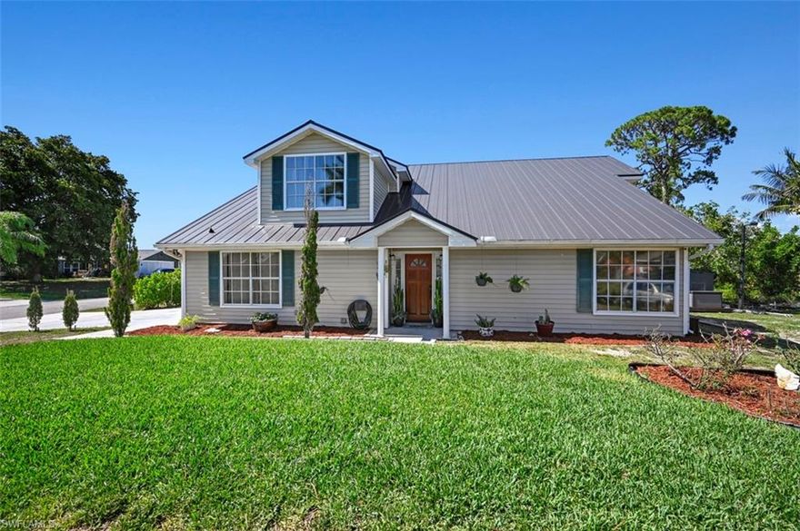 Welcome to this Spacious and Beautifully Maintained home located in the heart of San Carlos Park. Boasting 4 bedrooms, 2 bathrooms, and over 2,300 square feet of living space, this property sits on an Oversized Corner Lot with room for more than four vehicles. Every area of the home, from the living room and dining room to the bedrooms and laundry room, is generously sized, offering comfort and flexibility for any lifestyle.
The kitchen is open and inviting, featuring white cabinetry, a deluxe Granite center island, and Newer Stainless Steel appliances including a refrigerator, range, and microwave. The downstairs features elegant Travertine Stone Flooring installed in 2021, adding timeless style and durability. Upstairs, the expansive primary suite includes a cozy sitting area—perfect for a morning coffee, reading nook, or a private office.
Both bathrooms have been tastefully remodeled, and the layout offers endless potential to make the home your own. The exterior of the home exudes charm and character with its well-maintained landscaping, Clusia hedge for added privacy, and inviting curb appeal that sets it apart on the oversized corner lot. Outside, enjoy the privacy of a fully landscaped backyard with plenty of room to add a pool, entertain guests, or simply relax on the raised deck. A shed provides extra storage, and a whole-house water softener and iron filtration system were just added for convenience. All plumbing pipes in the home were replaced in 2021, providing added peace of mind and long-term value for the next owner.
This home is ideal for large families, multigenerational living, or investors looking for a centrally located property close to shopping, dining, FGCU, RSW Airport, and world-class beaches. With a new metal roof installed in 2023 and a reverse osmosis system under the kitchen sink, this move-in ready home is a rare opportunity in a sought-after neighborhood.