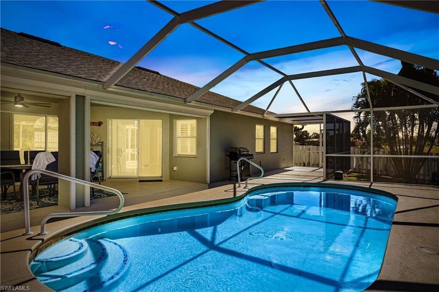 This is a VACATION RENTAL only. Owner will not consider annual rentals. Weekly rentals are welcome. 
Welcome to Villa Blue Coral Oasis! Find your own secluded slice of paradise in this lovely 3 bedroom 2 bath pool home. This beautifully maintained tropical-landscaped property is located in the northwestern part of Cape Coral with virtually equal distances to the famous Gulf islands Boca Grande off Port Charlotte and Sanibel Island and Ft. Myers Beach off Cape Coral and Ft. Myers. From here, you have access to all the best beaches SW Florida has to offer with a short connection to many great restaurants, bars, and supermarkets.

KEY FEATURES: This home is pet friendly; has a pack & play for guests.

Living Room: When entering the house, you will step into the living room with a comfortable seating arrangement and a flat-screen TV. The open floor plan is ideal for keeping everyone together as it combines the kitchen, living room, and dining room into one large space. There are also board games for additional entertainment.

Kitchen/Dining Room: The fully equipped kitchen features stainless steel appliances, granite kitchen countertops, a Keurig, a latte machine, and an integrated breakfast bar with additional seating. Right next to it is a large dining table with seating for six. Both the kitchen and living room area directly access the lanai via large glass sliding doors.
 
Master Bedroom/Bathroom: The master bedroom is found off of the living room and features a king-size bed, flat-screen TV, and private access to the lanai through the sliders. The attached bathroom suite includes a large walk-in shower and a double-sink vanity.
 
Guest Bedrooms/Bathrooms: The additional guest bedrooms are on the other side of the house, off the kitchen and dining room area. One bedroom offers a queen-size bed, and the other offers two twin-size beds. They share the second bathroom, which has a shower/tub combination.
 
Pool/Lanai: The fully fenced yard will provide you with plenty of privacy for you to be able to enjoy your private tropical oasis. Enjoy meals outside in The spacious lanai, which features a poolside dining table that seats up to 6 people. In addition, there are two gravity chairs next to the electric heated pool, where you can relax and work on your Florida suntan. You won't miss any of your favorite shows with the outdoor flat-screen TV.
 
Exterior lighting and dimming capability enhance the nighttime outdoor experience around the pool. What a great place for family gatherings, So what are you waiting for? 

Book Villa Blue Coral Oasis today for a memorable Florida getaway!