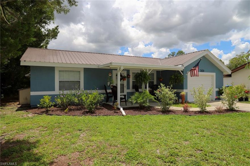This charming 2 bedroom 2 bath home in Country Village is perfect for first time homeowners, retirees, or an investment rental. Only 1 owner since 2004. The interior & exterior are very well maintained, one of the nicest homes in the neighborhood. The good size back yard connects to a huge greenbelt (grassy expanse designated as a no build area). The office & dining areas connect to the cozy family room. The galley style kitchen has stainless steel appliances, a pass-thru window, smooth-top range, tiled backsplash & a dine-in area. There are 2 large bedrooms & 2 tiled bathrooms (master: large tiled shower, guest: combination tub & shower). There's a spacious screened lanai & cute front porch, come take advantage of LaBelle's great weather & fresh country air! The 1 car garage has an automatic door opener and washer & dryer hookups. The entire house has either floating wood or tile floors! This home has lots of charm and character! The HOA fees are very low, $374 per year, that allows the use of the community pool, clubhouse & outdoor RV/Boat storage. The AC has been serviced regularly and has a brand new air purifier. The metal roof is only 7 years old. Window coverings included.