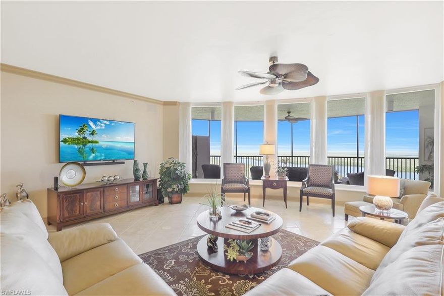 Luxury living in this move in ready 16th floor high rise unit. Watch incredible sunrise and sunsets from front and back lanais. This home comes with a rare garage that will house up to 3 cars! This Man Cave offers space to work on cars or hobbies, and separate storage. Located in the Gated Community of Hammock Bay Golf & Country Club where membership is optional. Step in from your private foyer to Windows on the World offering views of the surrounding waterways of McIlvane Bay, Rivers, Canals and Gulf. Pristine 2333 square feet -3 bedrooms, 2 ½ baths, family room, formal living/dining room combination. offer polished tile, decorator window treatments, fans, lighting. Marble Master Suite- is complete with Walk in Shower, His & Her Vanities, Jetted Tub, Private Water Closet. Stunning Gourmet Kitchen offers pantry, stainless, granite and breakfast bar that adjoins the dining room. World Class Amenities include—Grand Lobby, Resort Pool, Sauna, Fitness Room, Pool Pavilion, BBQ area, Social Room, Billiards, Theater, Guest Suites & Library. Hammock Bay offers tennis and golfing opportunities plus dining & beverages at the JW Marriot Tiki Bar.