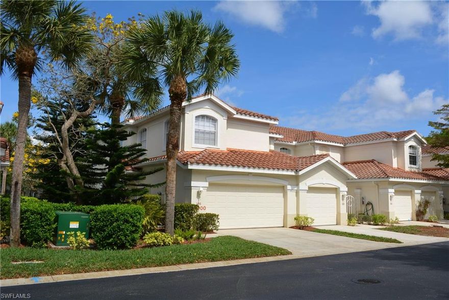 Bright 2nd floor 3/2 End Unit with East, South, West exposure, Great Lake, Fountain, Cottage Views, Newer Kitchen with Granite and 2015 Stainless GE Appliances, Glassed in Lanai creates additional Living Space, New Berber entry Carpet, New tile Bathrooms and Newer Tile Kitchen, Family room, Master Bedroom has His and Hers Closets and Private Bath, Kitchen features Desk and Breakfast Bar, Lanai has Hunter Douglas movement assisted Shades, Bedroom II has private access to bath, Garage has extra Storage and 2 ceiling fans, Close to Pool, Mail Boxes and Guest Parking, Some Fans and Lights are Upgraded, Interior Painted 2015, AC air handler 2008,  Washer & Dryer not included, not sure if AC compressor was replaced when air handler was in 2008, Association is replacing roofs, info available. 186 slip deep water Marina with slips available for lease or purchase.  Some amenities herein available but not offered. Living area sq. ft. per developer floor plan.