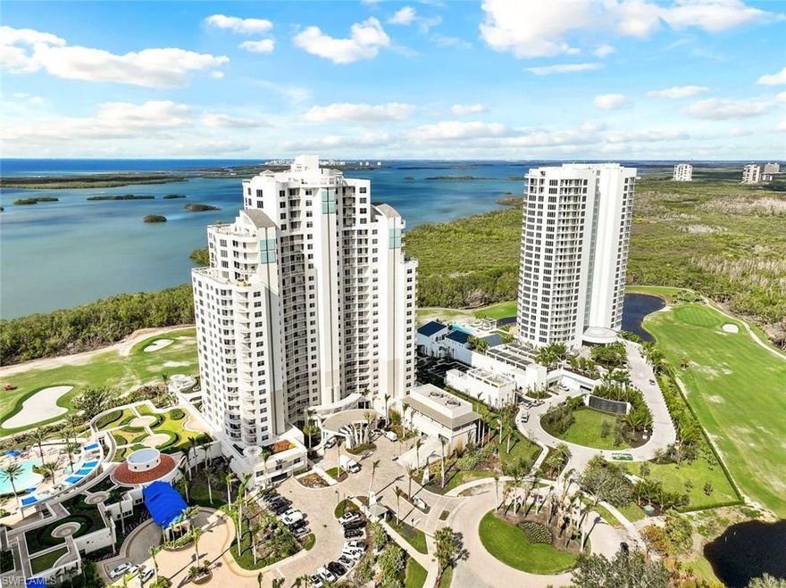 Indulge in unparalleled luxury and breathtaking vistas at this magnificent penthouse condominium in the prestigious Seaglass high-rise. Perched on the uppermost floor of tower 2, this exquisite residence offers panoramic views of the shimmering Bay and Gulf of Mexico. Step inside to discover a sanctuary of sophistication and comfort. Enter from the private elevator into your vestibule, the home has a multitude of custom features, touchstone cabinetry which exudes elegance, while Alpine granite countertops and Thermador appliances elevate the culinary experience to new heights. Entertain guests effortlessly inside or on the balcony from the Artisan gas grill, housed within weatherproof cabinets for durability. Four expansive terraces beckon you to embrace the outdoors, each offering a unique vantage point to soak in the breathtaking scenery. From sunrise to sunset, witness the vibrant colors and ever-changing panorama of the bay and gulf. Come and experience the pinnacle of waterfront living in Bonita Springs. Bonita Bay is an all encompassing community offering its members a truly exceptional lifestyle, behind the gates there are nature trails, bike and walking paths, a marina, 3 on-site golf courses (2 off site), a state of the art Wellness & fitness facility with spa, tennis center, clubhouse with both fine and casual dining options and a beach club.