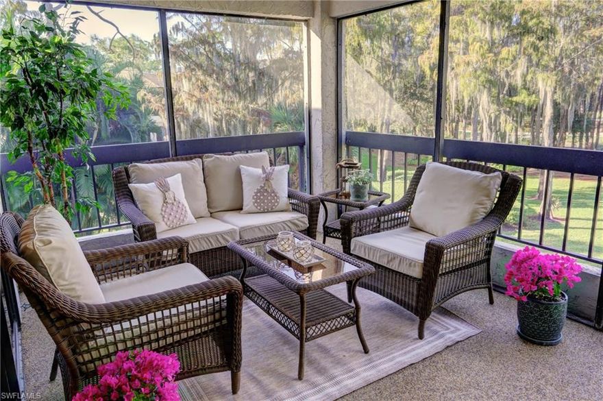 This spacious 2-bedroom 2-bath condo in Cypress Commons features a large private lanai with beautiful views, trees, golf course and lake. Spanning over 1,600 square feet, this unit’s layout is perfect for indoor/outdoor entertaining and just steps to the club. Move right in for the 2026 season and make it your own! Enjoy 27 holes of Arthur Hills immediate golf, active tennis/pickleball with10 Har Tru tennis courts, 7 pickleball courts, popular bocce teams, full croquet, resort-style zero entry pool, state of the art fitness center, w/full spa services & group exercise classes. New activity center with circular outdoor bar and pickle ball stadium for exhibition matches with seating for 165! Enjoy indoor/outdoor casual dining at the Tiebreaker and a lively social schedule of events/parties at the club. Wyndemere, a gated premiere 2025-2026 Platinum Club of America, known for its friendly and welcoming membership, is ideally located within minutes to world class dining, shopping and the spectacular sugar sand Gulf beaches. Cypress Commons has its own community pool and storage units. Come join the fun of this spectacular Southwest Florida lifestyle.