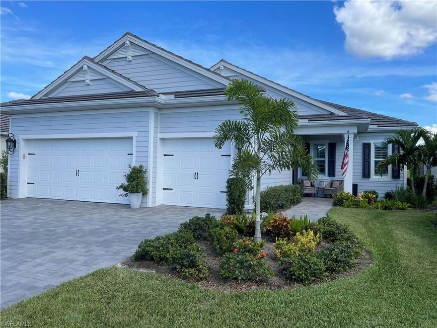 Immaculate 3 bedroom plus den 2.5 bath 3 car garage pool home in the golf course community of Verandah.  This Sea Star model by Neal Communities built in 2020 boasts nearly 2500sf of living area with fantastic golf course views, large kitchen with stainless steel appliances, quartz countertops and gas cooktop, huge living area with high ceilings, library gallery, wood like tile floors, spacious master bedroom and bathroom and generous sized guest bedrooms, loads of outdoor living space on the pavered pool area and lanai with summer kitchen and large heated pool overlooking the golf course.  This property is better than new with impact glass windows, lush landscaping tray ceilings 8' doors, plantation shutters, epoxy garage floors, overhead storage, paver driveway, low HOA Fees and amazing amenities with 36 holes of golf, restaurants, tennis, fitness center, community pool and clubhouse, pickleball on the way and so much more!!