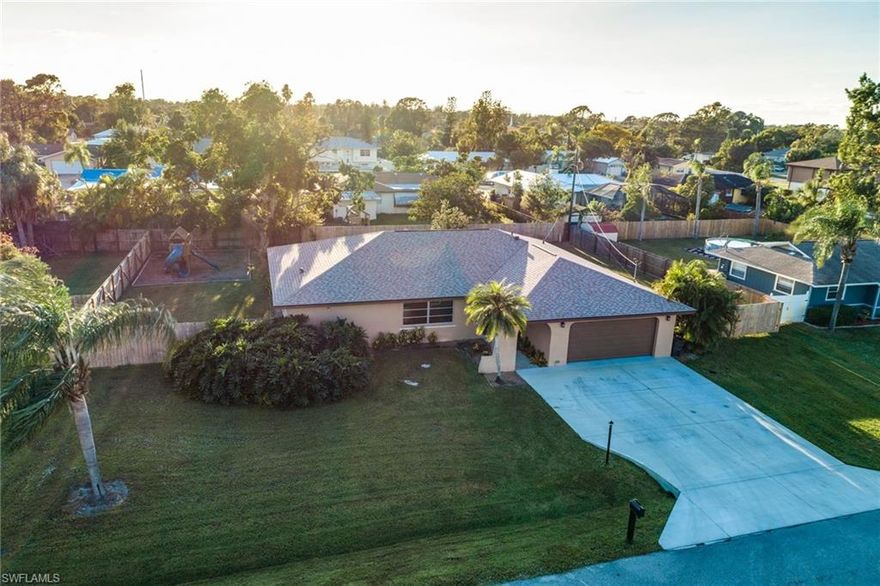 The Perfect Foundation! Situated on 1/3 of an acre in San Carlos Park, this home is close to many of the main attractions of Fort Myers. Minutes from Coconut Point mall, Gulf Coast Town Center, FGCU, RSW airport and I-75, this home boasts a strong foundation for all. Enjoy the fully fenced-in backyard with a playground and oversized covered lanai while entertaining guests. Feel safe knowing that the roof was replaced in 2017 and all windows are equipped with hurricane protection. A brand new, widened driveway provides extra parking for guests or for the extra toys. This 3 bedrooms 2 bathroom home gives a solid foundation for someone looking to claim their piece of SW FL.
