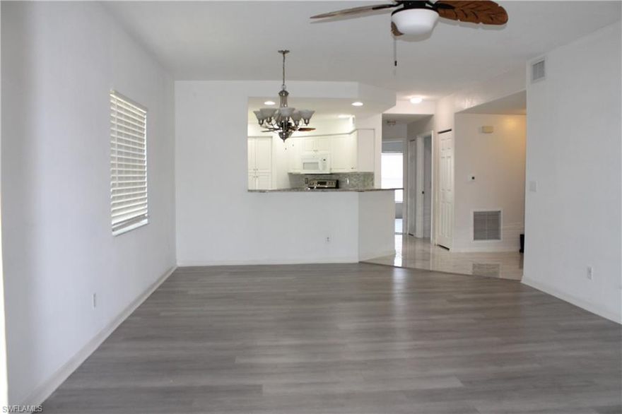 Welcome to this inviting 3-bed, 2-bath condo nestled in Bonita Springs! Conveniently across from the community pool/room and just 8 miles from the beach. It also is less than 3 miles away from Bonita Downtown filled with an amazing variety of shops, food, entertainment and more new buildings coming soon! This property offers the perfect blend of relaxation and accessibility. Meticulously maintained, this haven showcases newly updated floors, A/C, and kitchen countertops, ensuring both comfort and style. Schedule your private showing today and unlock the gateway to your dream Florida lifestyle!