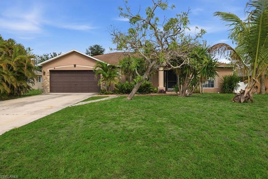 Welcome to this beautifully renovated 4-bedroom, 2-bath single-family home in the heart of Cape Coral. This move-in-ready property offers the perfect blend of modern upgrades and comfortable living. Step inside to find a bright, open floor plan with updated flooring, a stylish kitchen featuring contemporary finishes, and refreshed bathrooms designed for both function and elegance. The spacious layout provides ample room for family living, entertaining, or working from home. Each bedroom offers generous space and natural light, while the primary suite delivers a private retreat. Outside, enjoy a well-maintained yard with plenty of potential to create your own outdoor oasis. Conveniently located near shopping, dining, schools, and Cape Corals beautiful waterfront amenities, this home is ideal for both full-time residents and seasonal living. Dont miss the opportunity to own a fully updated home in one of Southwest Floridas most desirable areas.