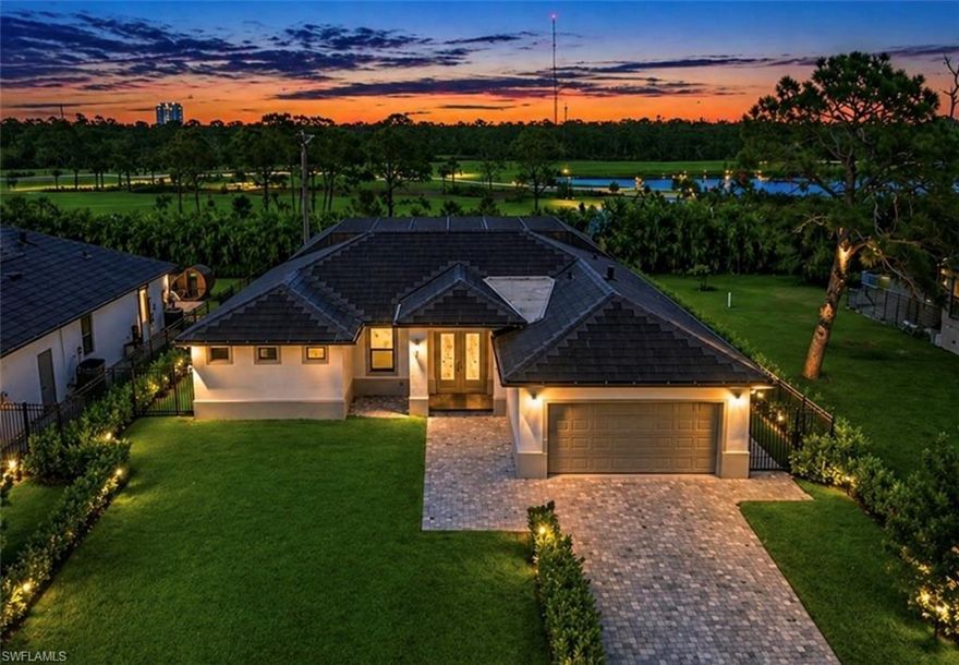 Available only for long term qualified tenants/renters, minimum 1 year lease agreement. $5,250 per month is the annual 1 year lease agreement rental rate. An exceptional newly built custom home that backs into the golf course with lush landscaping and plenty of privacy. Home is powered by Tesla Solar roof which will keep your utilities bills at minimum expense. Newly furnished and designer decorated open floor plan concept home with an extremely large size heated pool with LED lights, covered with panoramic screen cage. Home fenced all around the property Property has 4 bedrooms 2 bathrooms. Sleeping arrangements include 1 king, 2 queen & 2 twin beds, accommodation for 8 guests. Lots of privacy in a backyard, surrounded with landscaping, while home is backing into the golf course. Property is located very close proximity to all key destinations. Shopping, dinning, entertainment, beaches, boating, fishing, kayaking and only 15 miles away from SouthWestFlorida International airport !