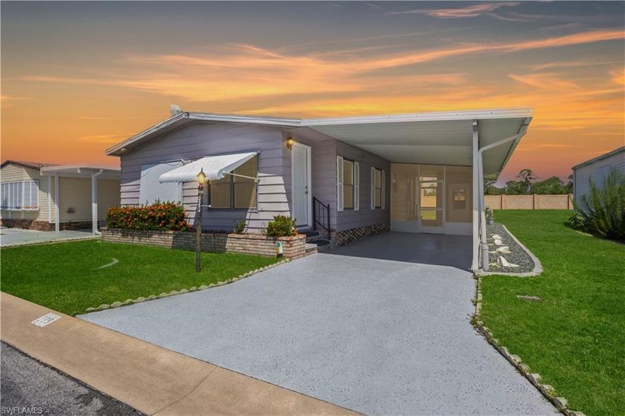 Beautifully Updated Home in the Sought-After 55+ Community of Burnt Store Colony! Welcome to this beautifully maintained two-bedroom, two-bath manufactured home nestled within the desirable gated community of Burnt Store Colony. Offering approximately 1,100 square feet of bright, open concept living space, this residence combines comfort, style, and functionality in perfect harmony. Step inside to find vaulted ceilings, elegant crown molding, and a thoughtful split-bedroom layout that ensures privacy for both residents and guests. The light-filled kitchen features a skylight, breakfast bar, and ample cabinetry—ideal for casual meals or entertaining. The spacious living and dining areas flow seamlessly to a screened lanai, where you can relax and savor Florida’s year-round sunshine. Recent updates include newer flooring, fresh interior paint, and an epoxy-coated driveway, adding to the home’s appeal and low-maintenance lifestyle. Residents of Burnt Store Colony enjoy resort-style amenities such as a heated pool and spa, clubhouse, tennis and pickleball courts, shuffleboard, bocce, a dog park, library, and fitness center—all just steps from your door. Perfectly situated near Burnt Store Marina, Charlotte Harbor, and the charming downtown Punta Gorda, this home offers the best of active, carefree Florida living in a vibrant, friendly community.