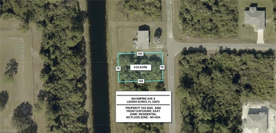 Build your Florida dream home on this beautiful freshwater canal lot in growing Lehigh Acres, offering peaceful water views and added privacy for your own backyard oasis while still being conveniently close to local schools, shopping, dining, and everyday essentials, with easy access to major roadways and approximately 20–30 minutes to Southwest Florida International Airport for added convenience; an excellent opportunity for builders, investors, or future homeowners, with the added advantage that the seller also owns the adjacent lot at 506 Empire Ave S, providing the option to expand or secure additional space.