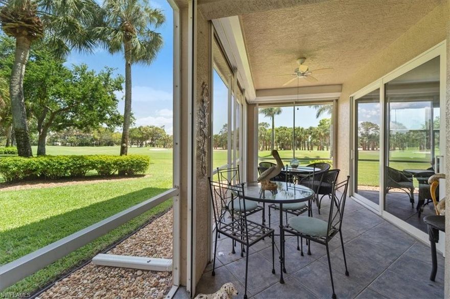 Welcome home to this charming first-floor condo, located in the serene and sought-after Highland Woods Golf and Country Club in Bonita Springs, FL. This elegant 2-bedroom, 2-bathroom residence is being offered turnkey and offers a harmonious blend of comfort and sophistication. Step inside to discover an inviting living space adorned with wood-like flooring throughout the main living areas and bedrooms, tile flooring in the kitchen and bathrooms. The open layout creates a seamless flow from room to room, perfect for both relaxation and entertaining. The primary suite features ample space and privacy, while the second bedroom can effortlessly serve as a guest room or home office. Enjoy the convenience of having a washer and dryer right in your unit, simplifying your daily routine. Relax at the end of the day or have coffee in the morning on your screened in lanai overlooking the golf course. This gated community boasts a stunning golf course, a sparkling pool, and well-maintained tennis courts, providing endless opportunities for recreation and leisure. The recently remodeled clubhouse is just steps away, where you can indulge in dining, fitness, and social gatherings. Experience the added luxuries of guest parking, a common outdoor space, and the convenience of an elevator for easy access. Whether you prefer a quiet morning stroll or an active day on the court, this community caters to all lifestyles. Positioned conveniently close to the beautiful beaches, vibrant shopping centers, and exquisite dining options, this condo offers a lifestyle of ease and enjoyment.