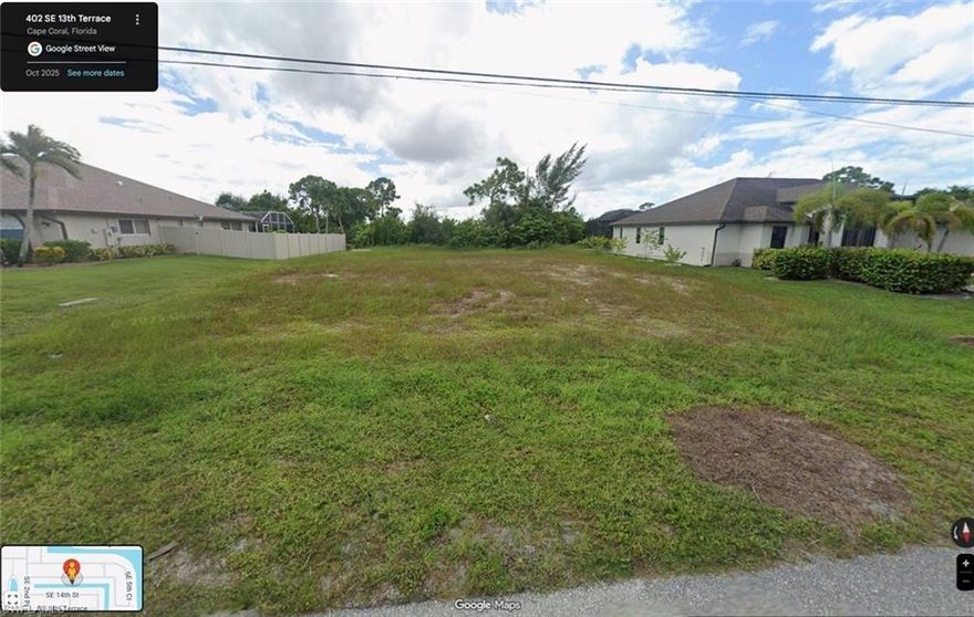 Fresh waterfront lot located in SE Cape Coral East of Santa Barbara. Build your dream home on this 80 wide x 125 foot deep waterfront lot. City water and sewer available. This two-lot single home building site, lots 24+25 has been cleared. Overlooks the beautiful 80' wide canal. Enjoy boating, canoeing and kayaking. Great location, close to all shopping, services and schools.