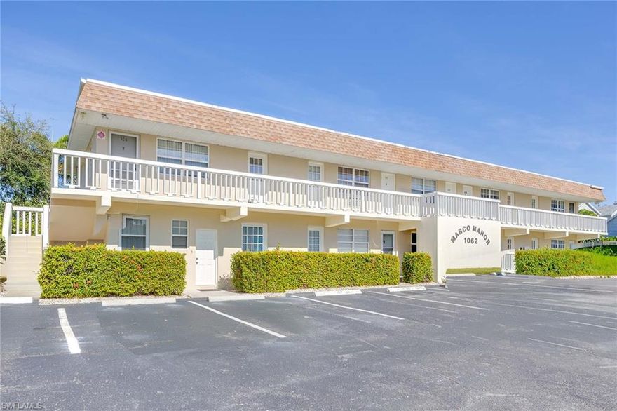 An opportunity to move in immediately to a completely renovated and freshly furnished one-bedroom, one-bath, centrally located condominium in the heart of Marco Island. Recent updates include updated bath, all one vinyl plank flooring throughout, new baseboards, new paint, new closet organization system, cabinetry in bedroom, stainless appliances, granite countertops, all with an onsite ultra convenient community washer and dryer nearby. The community also features a large heated private swimming pool. Close to everything Marco Island offers!