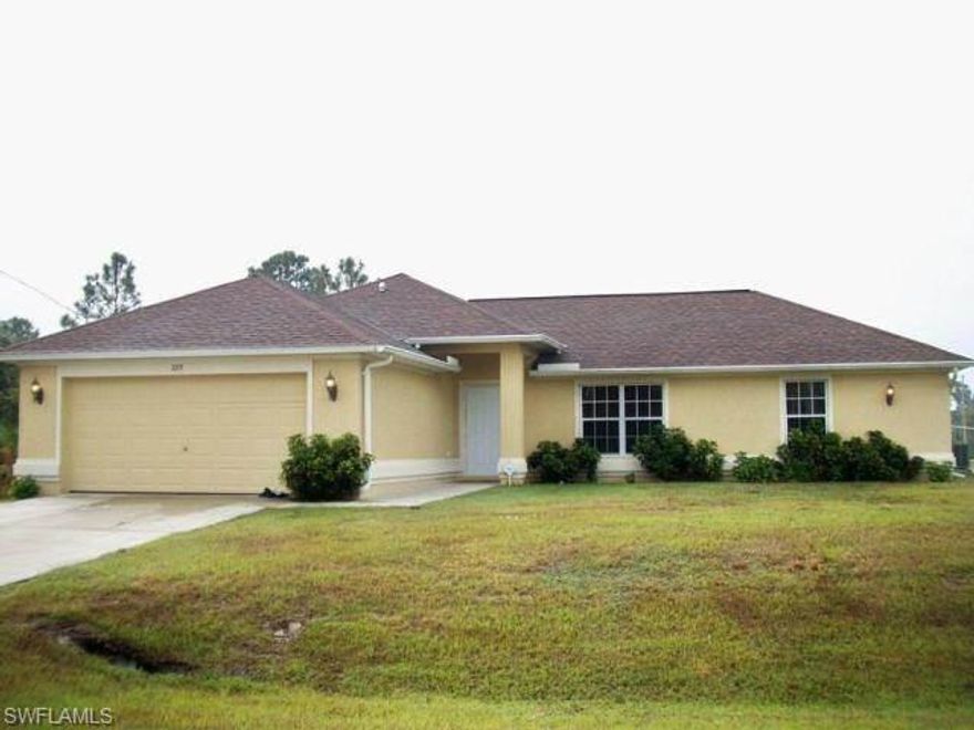 Nice 3 bedroom 2 bath home which features ALL tile floors, corner lot with fenced back yard!!!!  Kitchen and Baths have Corian counters, 2 car garage, under truss screened lanai.  Great location close to SR 82 and Sunshine.
