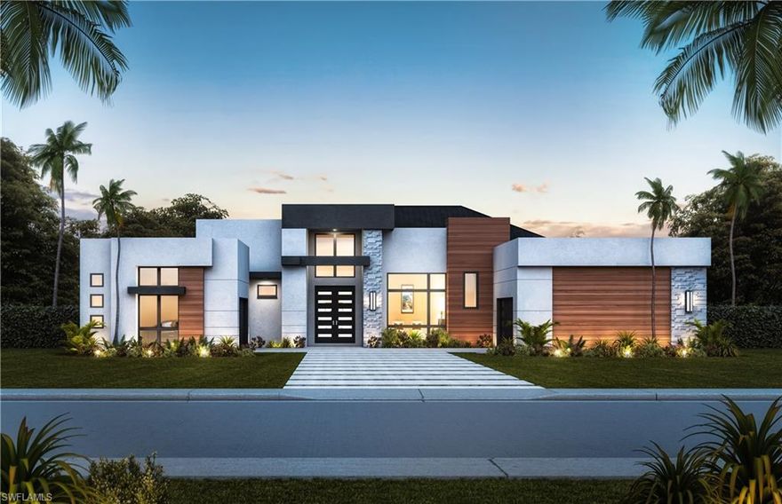 Frank R. Jenkins Custom Homes, LLC. Introducing the Bella Linea Estate Home at Miromar Lakes Beach & Golf Club. Offered fully furnished by award-winning interior designer Dwayne Bergmann, livable luxury is at the forefront of the home's modern sophistication accentuated by a perfect blend of light and dark tones and textures. Expansive outdoor living and unique architectural design are the hallmarks of this custom 4-bedroom, 6 baths estate with a dedicated study, flex room, fishing room, and four split-car garages. Located in San Lorenzo at Miromar Lakes Beach & Golf Club, this exclusive enclave offers 13 Estate homes with a white-sand beach and a 700-acre, freshwater lake common and shared docks to boat, water-ski, wakeboard, or fish from your backyard. Residents enjoy a dynamic lifestyle that includes 3 miles of white-sand beach; a Beach Clubhouse; three restaurants; 10,000-Sq. Ft. Zero-Edge Infinity Pool; two marinas;  optional Signature Championship Golf; tennis; bocce; pickleball; Fitness Center;  European Wellness Spa and full-service salon; a Botanical Park; and Concierge Services.