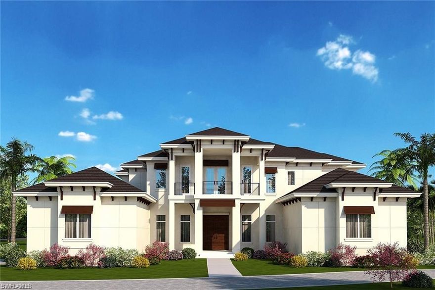 Magnificent describes this stunning Southpoint build featuring 4 bedrooms w/den, 6 bath home in the highly desired Pine Ridge Estates community. This newly constructed total 12,752 square foot home embraces luxury from every aspect, including but not limited to, fully hurricane protected low-heat floor to ceiling 7 foot Anderson windows, wide plank solid European wood oak flooring, Sub-Zero, Wolf and Miele appliances, Cyrstallo natural quartzite, linear a/c vents, Danze plumbing fixtures, baseboard electrical outlets, dual laundry rooms, central vacuum system, safe room, gun room, hidden speaker system and Lutron throughout the whole home. The home offers two full kitchens, one full catering with a huge separate butler's pantry, as well as a wine room capable of housing over 1,000 bottles.  All lighting in the home is LED. The spectacular heated salt-water pool and spa area with wonderful water features is surrounded by fire and water bowls making for the perfect setting. The garages are spacious, as well as allowing for up to 18 vehicles utilizing a stackable lift system. The large lot has room for a nice guest house. This is a home that must be seen to be appreciated!